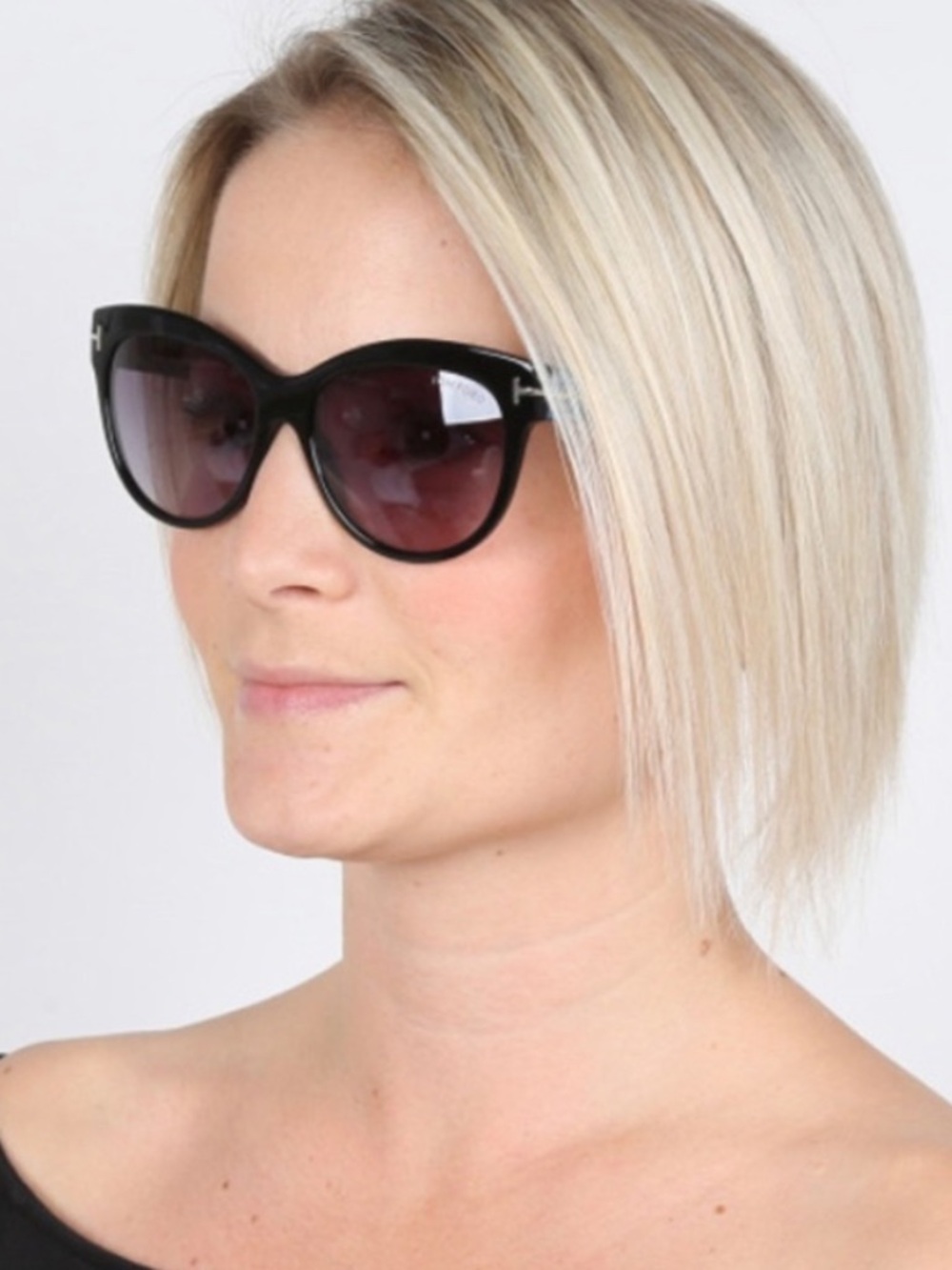 Tom Ford Lily Black Cat Eye 56mm Polarized Sunglasses TF 430 05D
